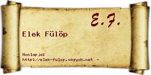 Elek Fülöp névjegykártya